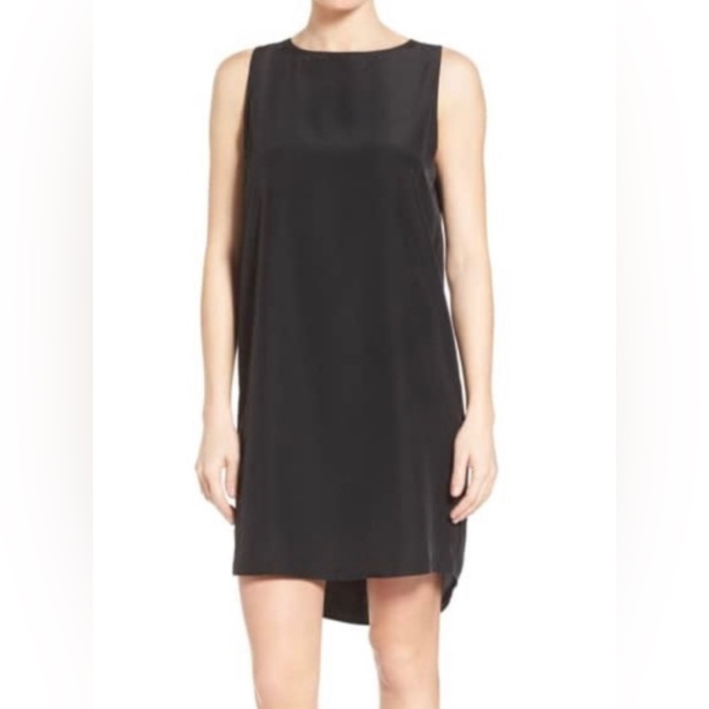 NWT Halogen Nordstrom Sleeveless Crepe Sheath dress Black Size Small